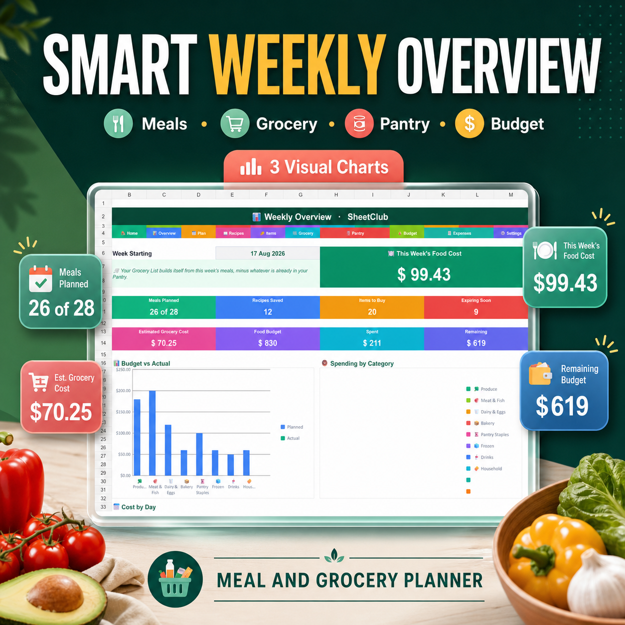 Meal & Grocery Planner Spreadsheet - Image 2