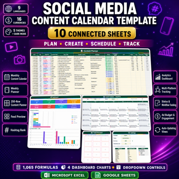 Social Media Content Calendar Template