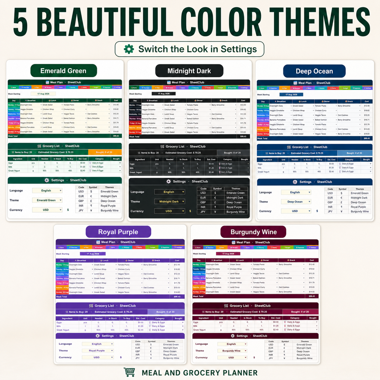 Meal & Grocery Planner Spreadsheet - Image 8