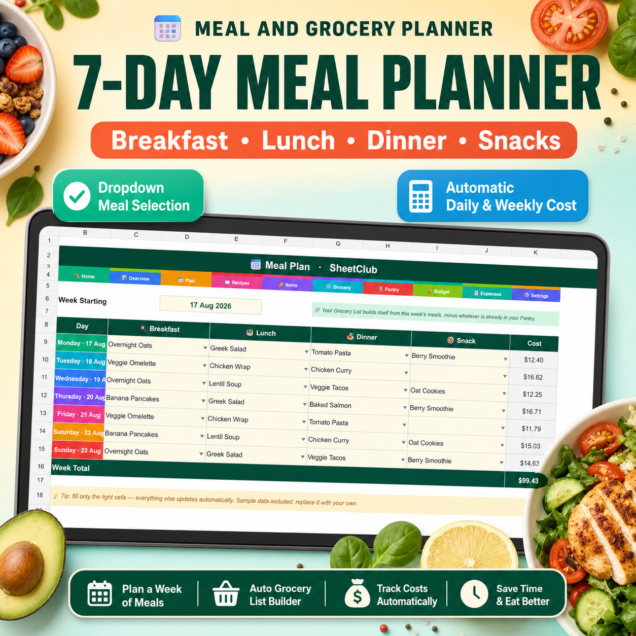 Meal & Grocery Planner Spreadsheet - Image 10