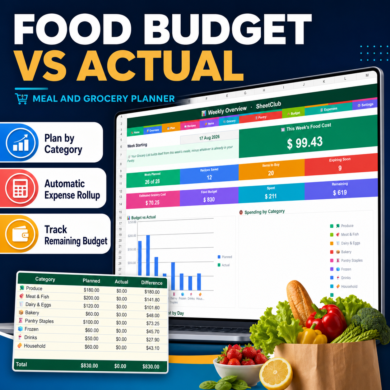 Meal & Grocery Planner Spreadsheet - Image 6