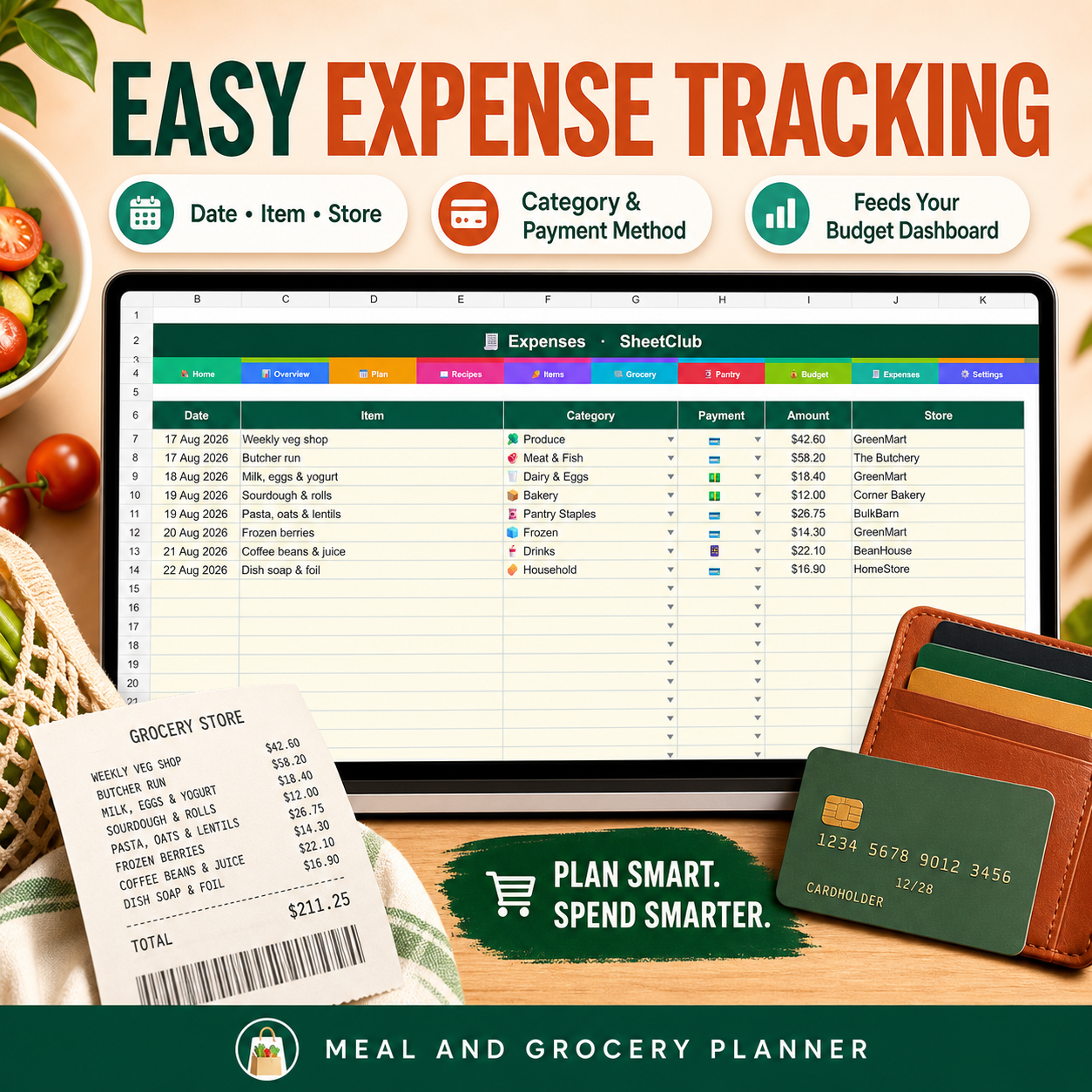 Meal & Grocery Planner Spreadsheet - Image 7