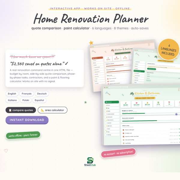Home Renovation Planner HTML