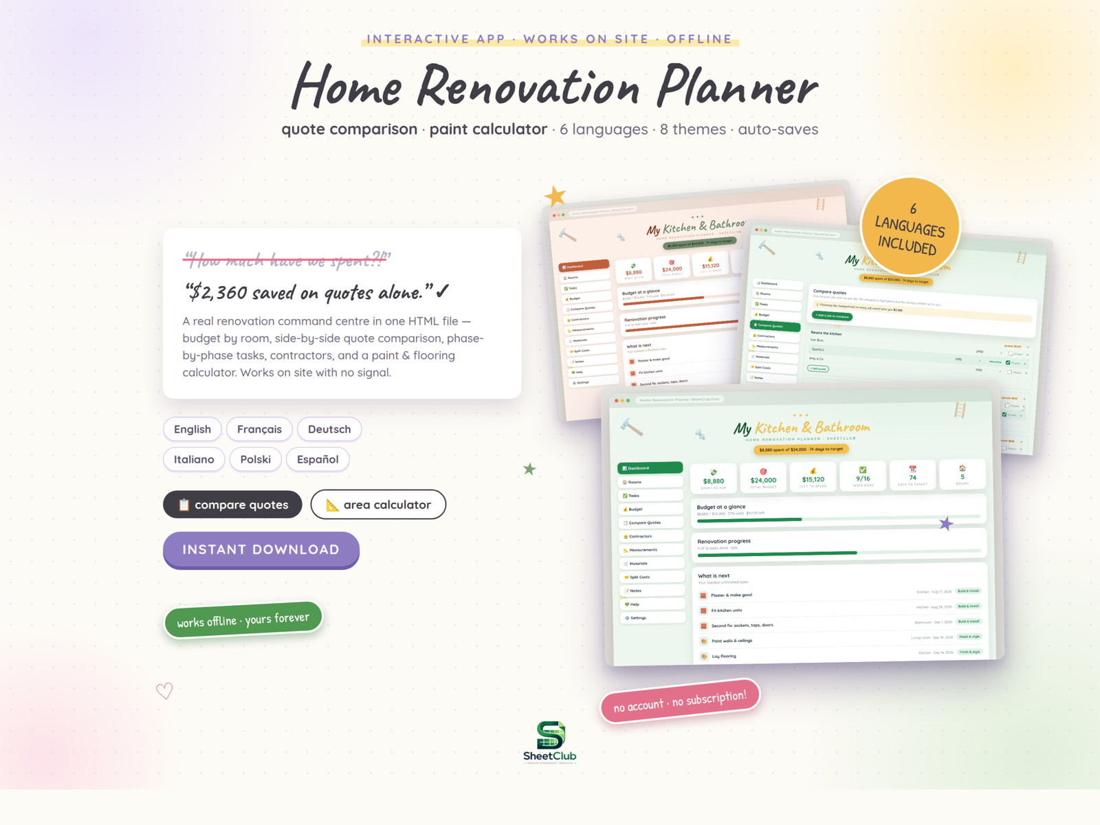 Home Renovation Planner HTML